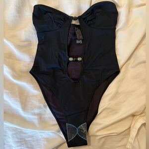 Black Beaded One Piece Swim Suit from ASOS